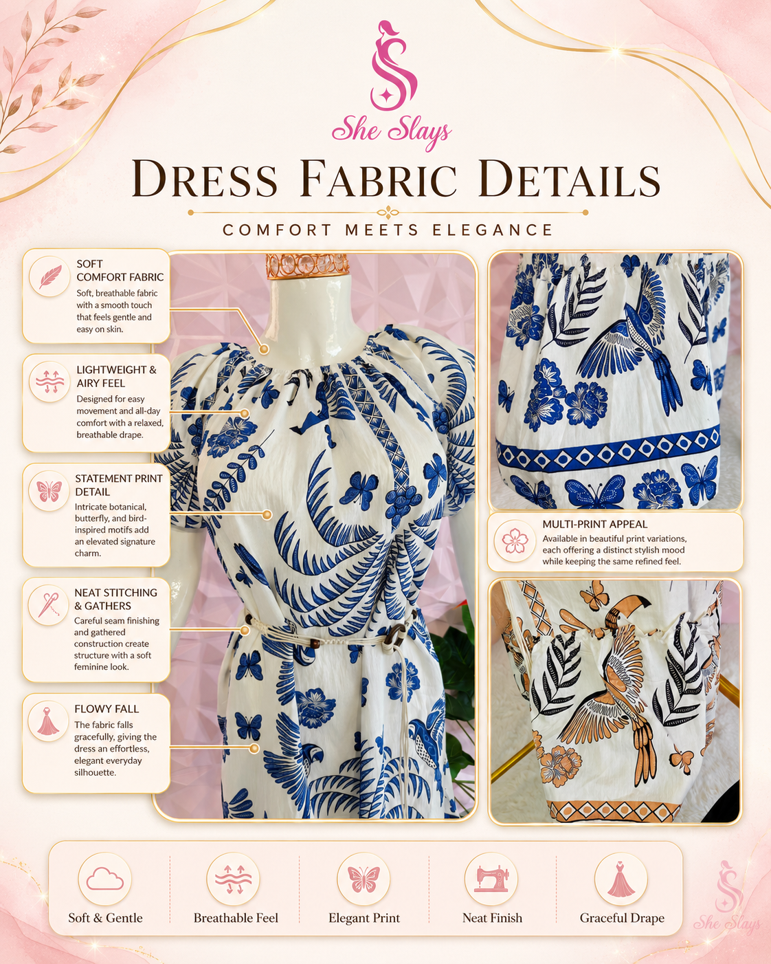‘FLUTTER’ Belted Summer Dress [SS-11403-DRB]