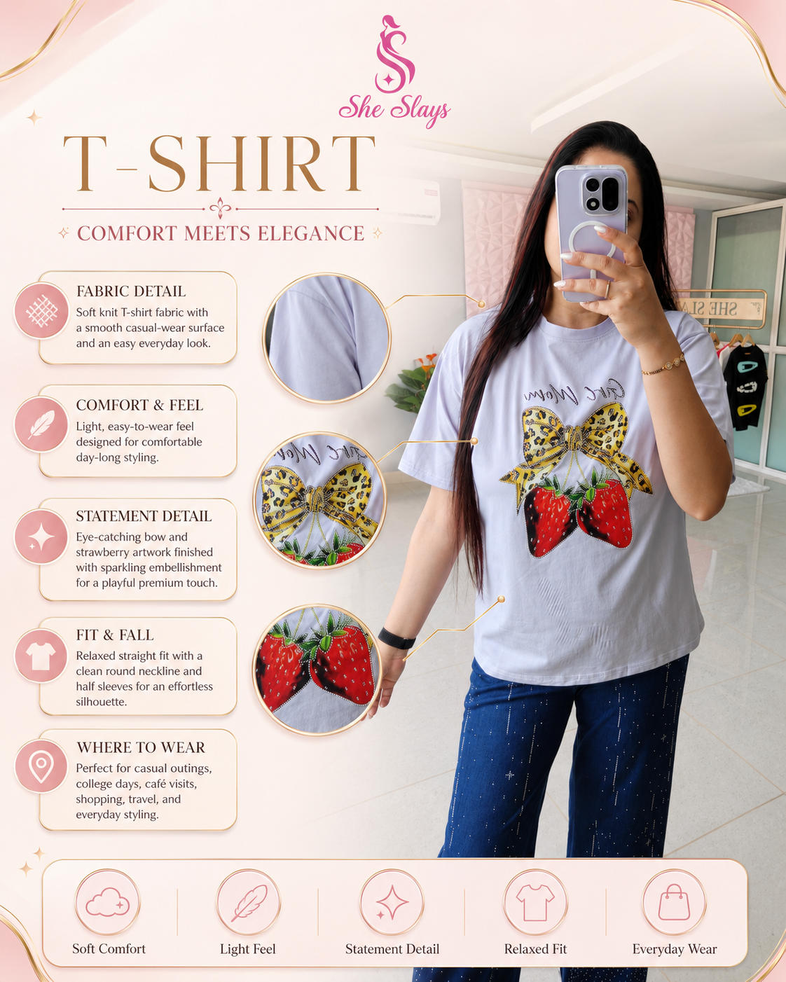 ‘BOWBERRY’ Statement T-Shirt [SS-12301-TSHB]