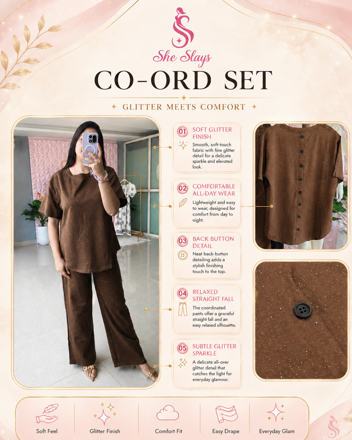 ‘STARDUST’ Glitter Co-Ord Set [SS-11310-CRDS]
