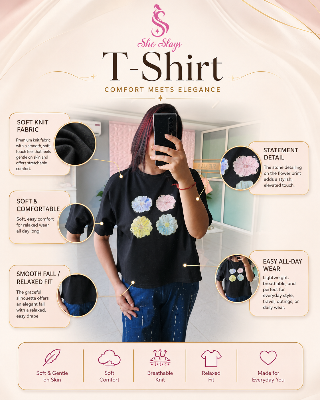 ‘DAISY’ Casual T-Shirt [SS-10505-TSH]