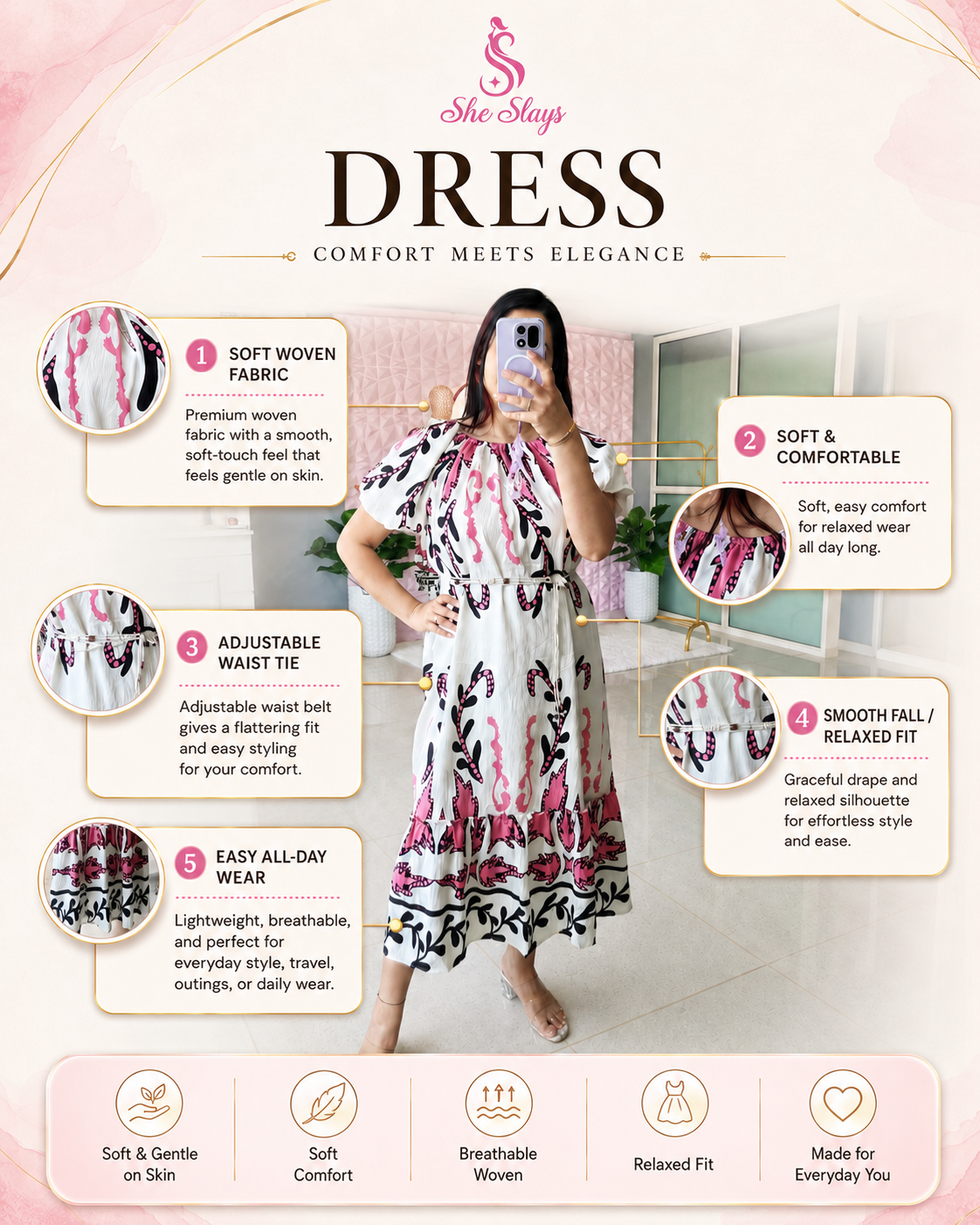 ‘BOTANICA’ Belted Summer Dress [SS-11402-DRL]