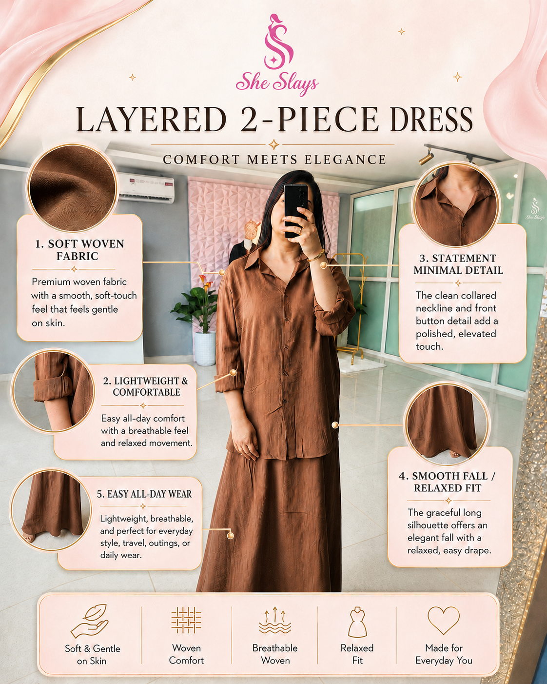 ‘Grace’ Layered 2-Piece Dress [ SS-11203-CRDSH ]