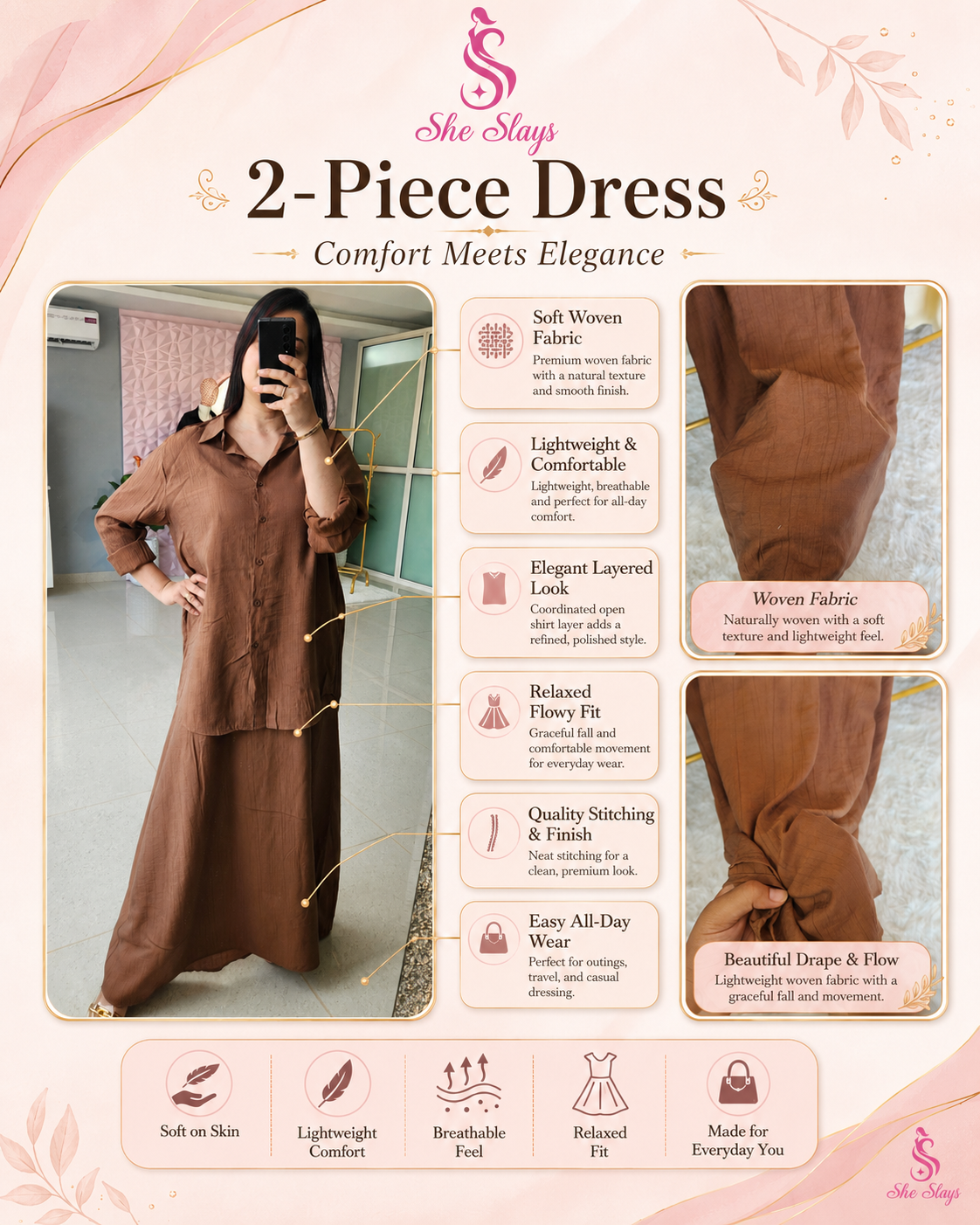 ‘Grace’ Layered 2-Piece Dress [ SS-11203-CRDSH ]