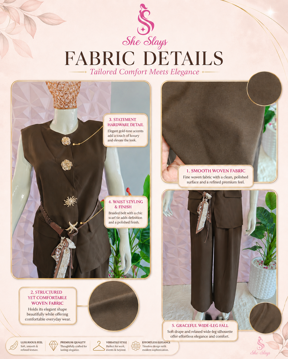 ‘ROYAL’ Gold Button Co-Ord Set [SS-11603-CRDR]