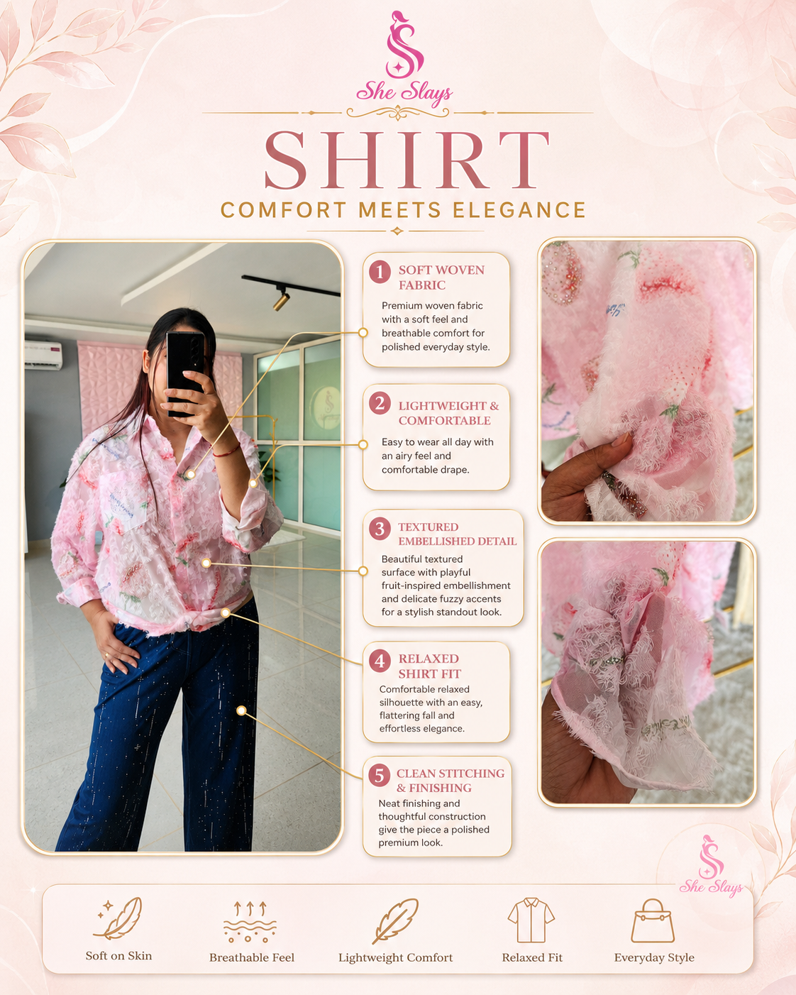 ‘BERRY’ Sequin Lace Shirt  [SS-107002-SH-S]