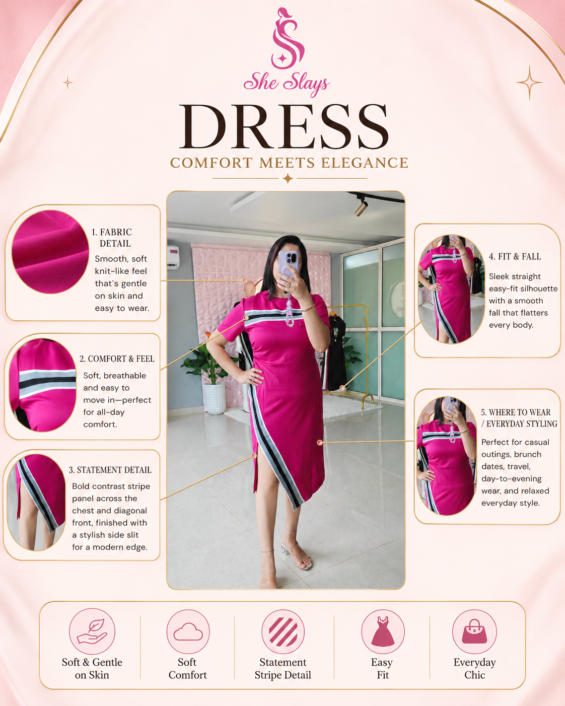 ‘RACER’ Stripe Patch Dress [SS-11303-DRSP]