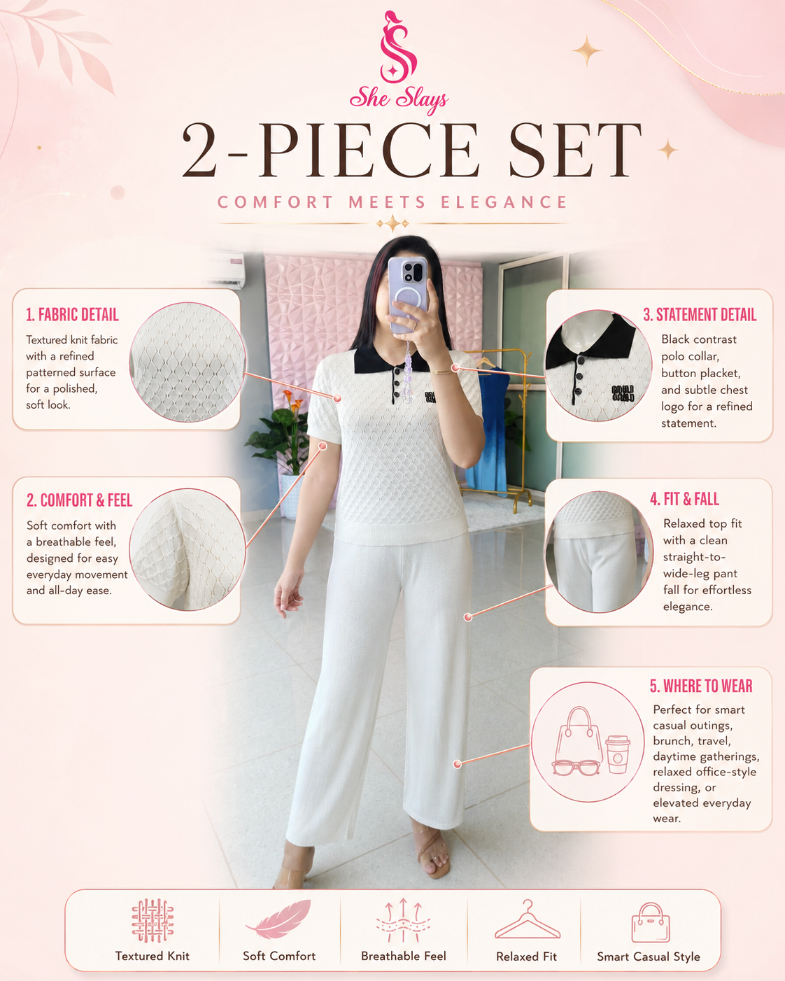 'Luxury' Textured Knit Co-ord Set [SS-10101-CRD]