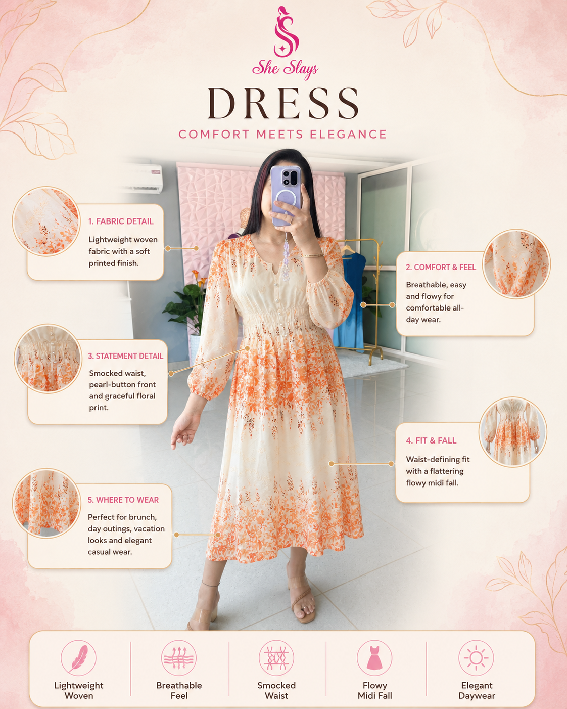 ‘ELEGANCE’ Floral Dress  [SS-10303-DR]