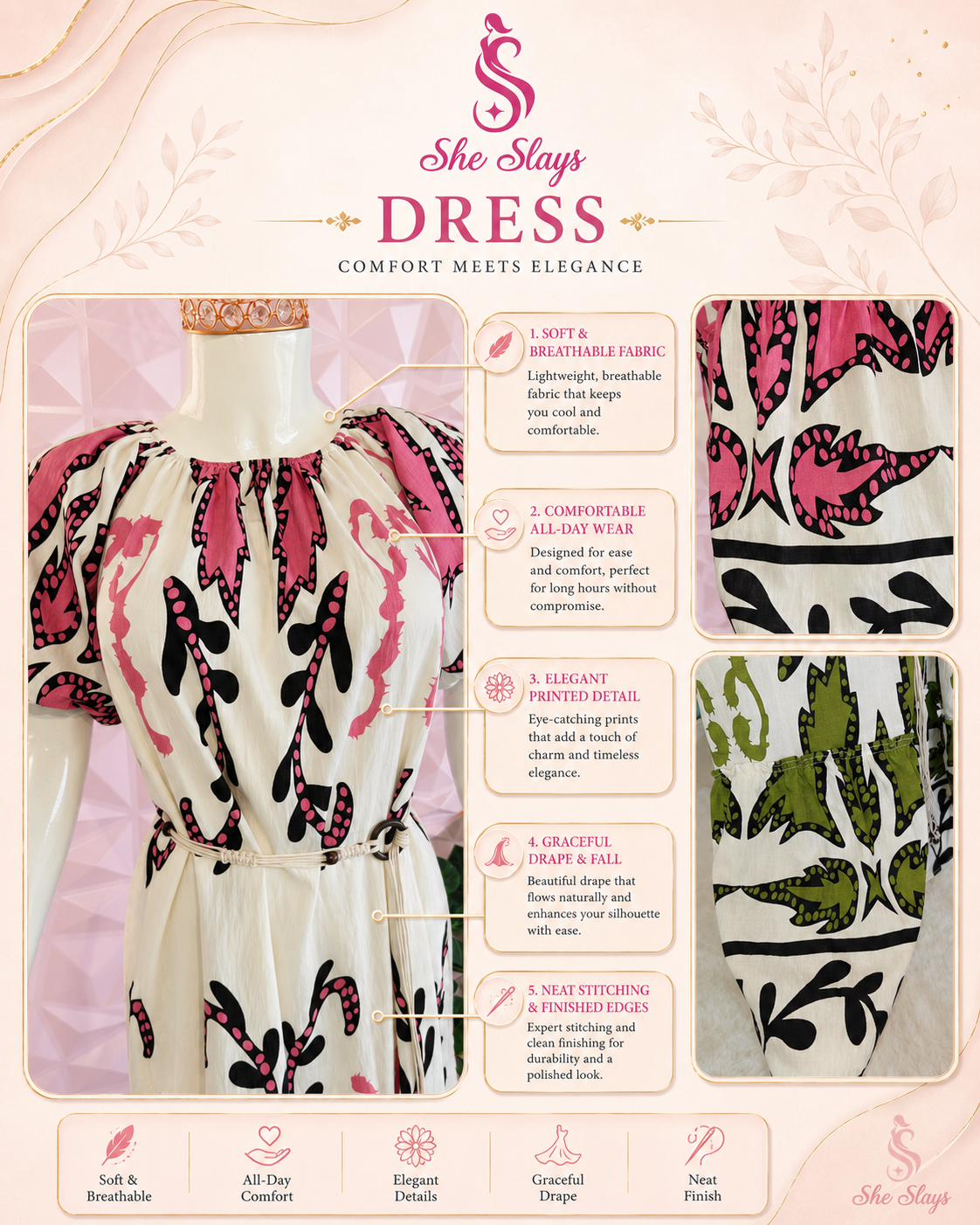 ‘BOTANICA’ Belted Summer Dress [SS-11402-DRL]