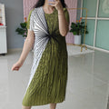 ‘SPIN’ Printed Pleated Dress [SS-11716-DR]