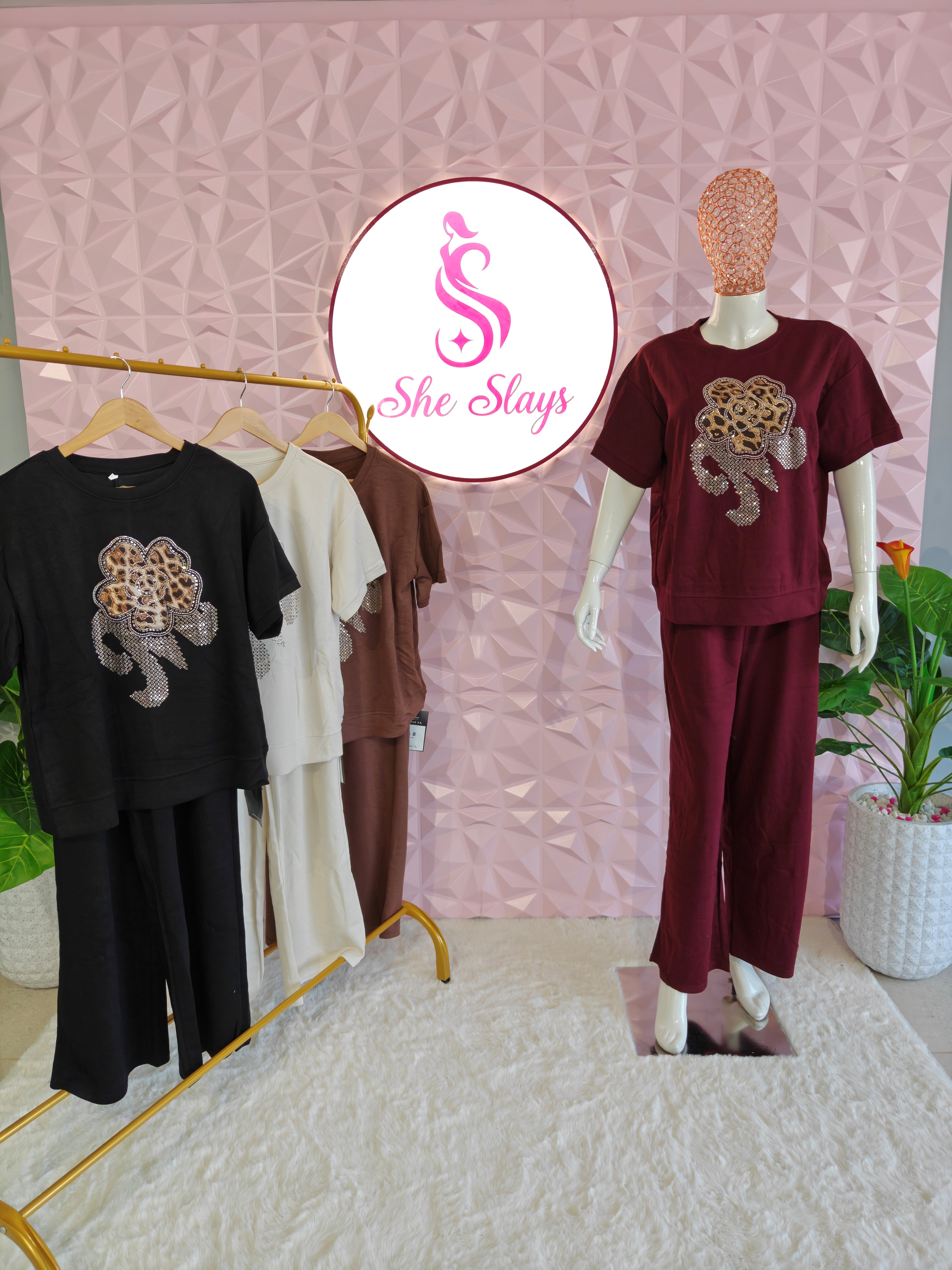 ‘FIERCE’ Rhinestone Co-Ord Set  [SS-10904-CRD]