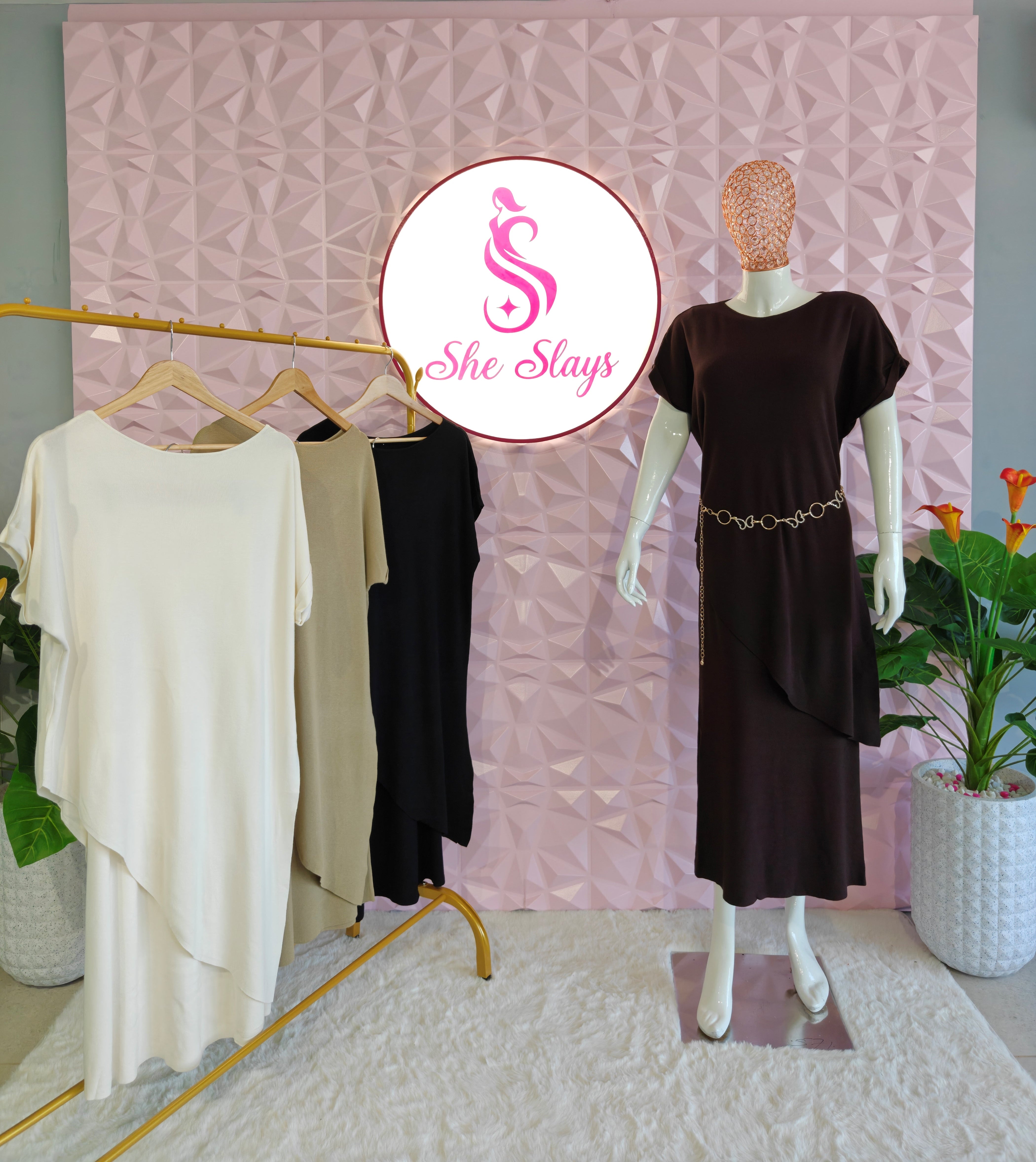 ‘AMARA’ Belted Korean Skirt Set [SS-11002-CRDS]