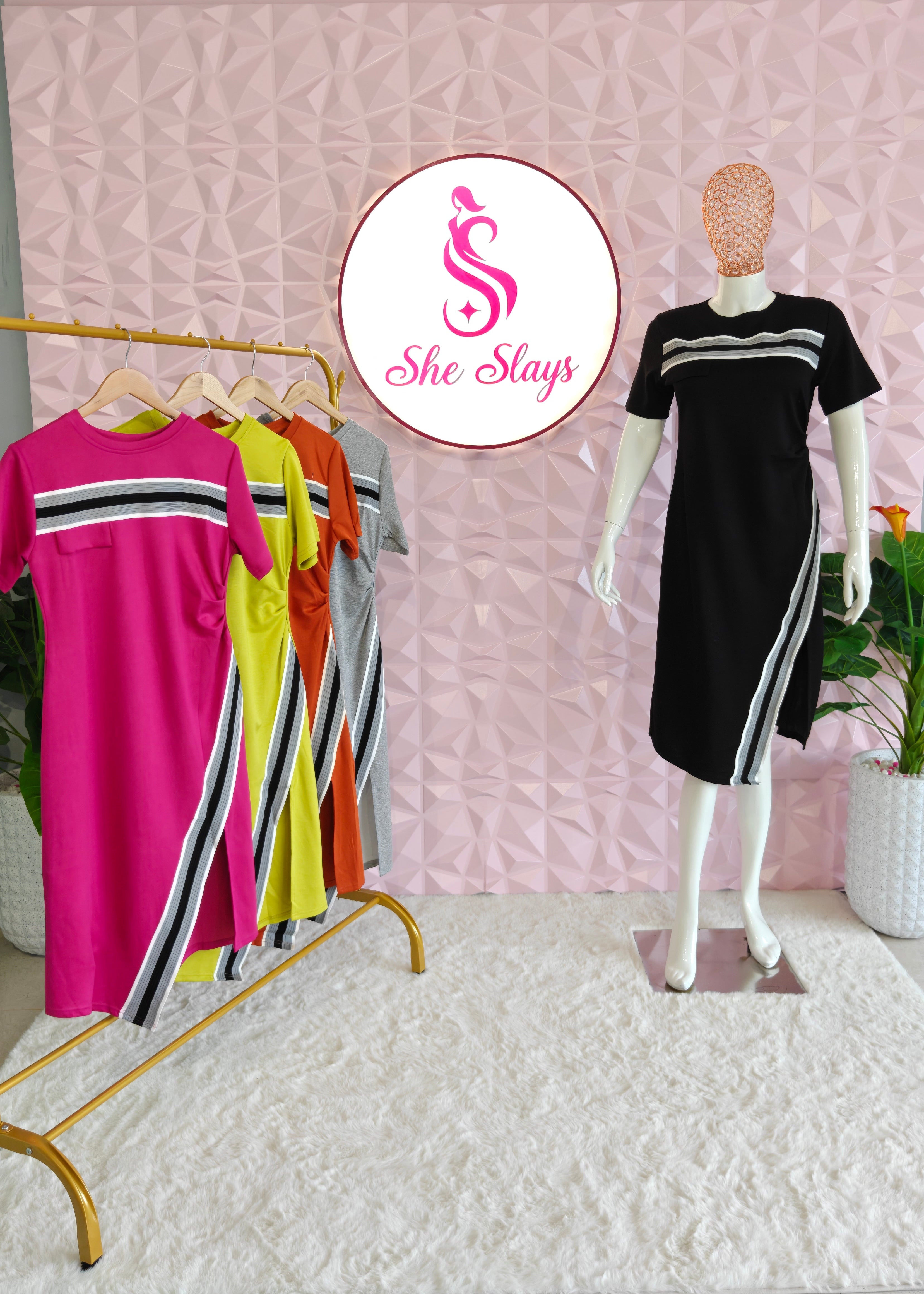 ‘RACER’ Stripe Patch Dress [SS-11303-DRSP]