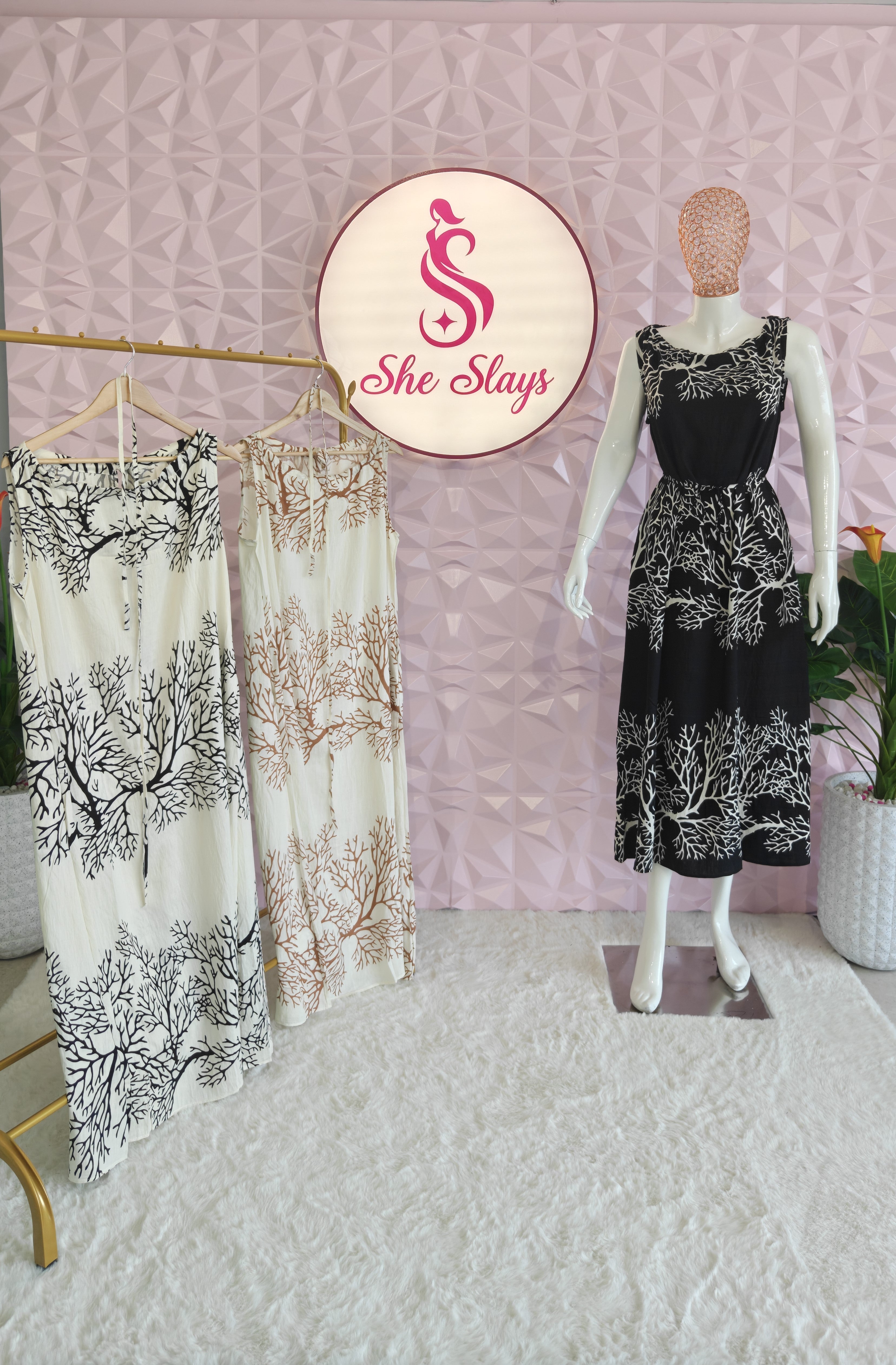 ‘BRANCHES’ Belted Summer Dress [SS-11405-DRBR]