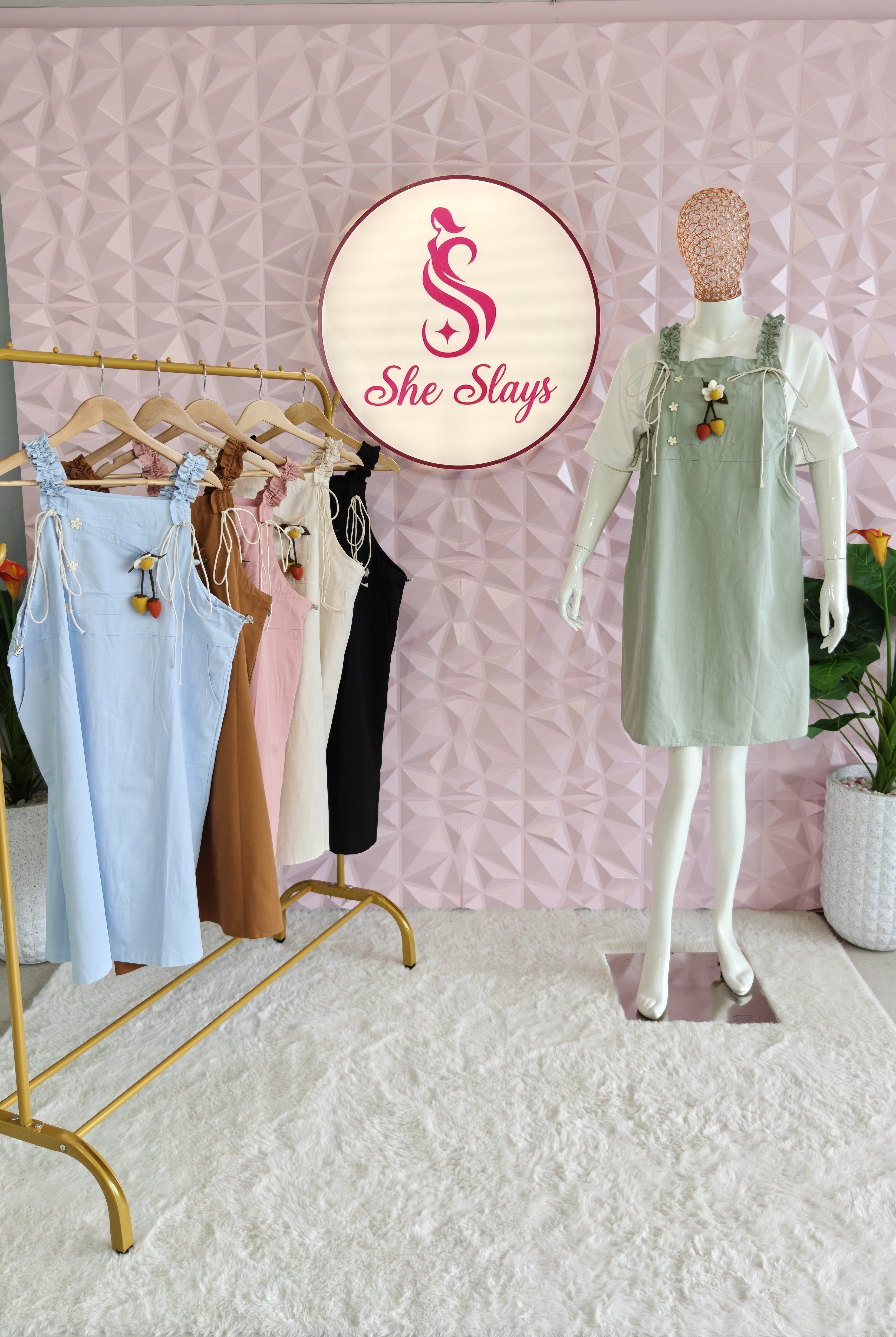 ‘CHERRY’ Charm Dungaree Dress [SS-11804-DNG-B]