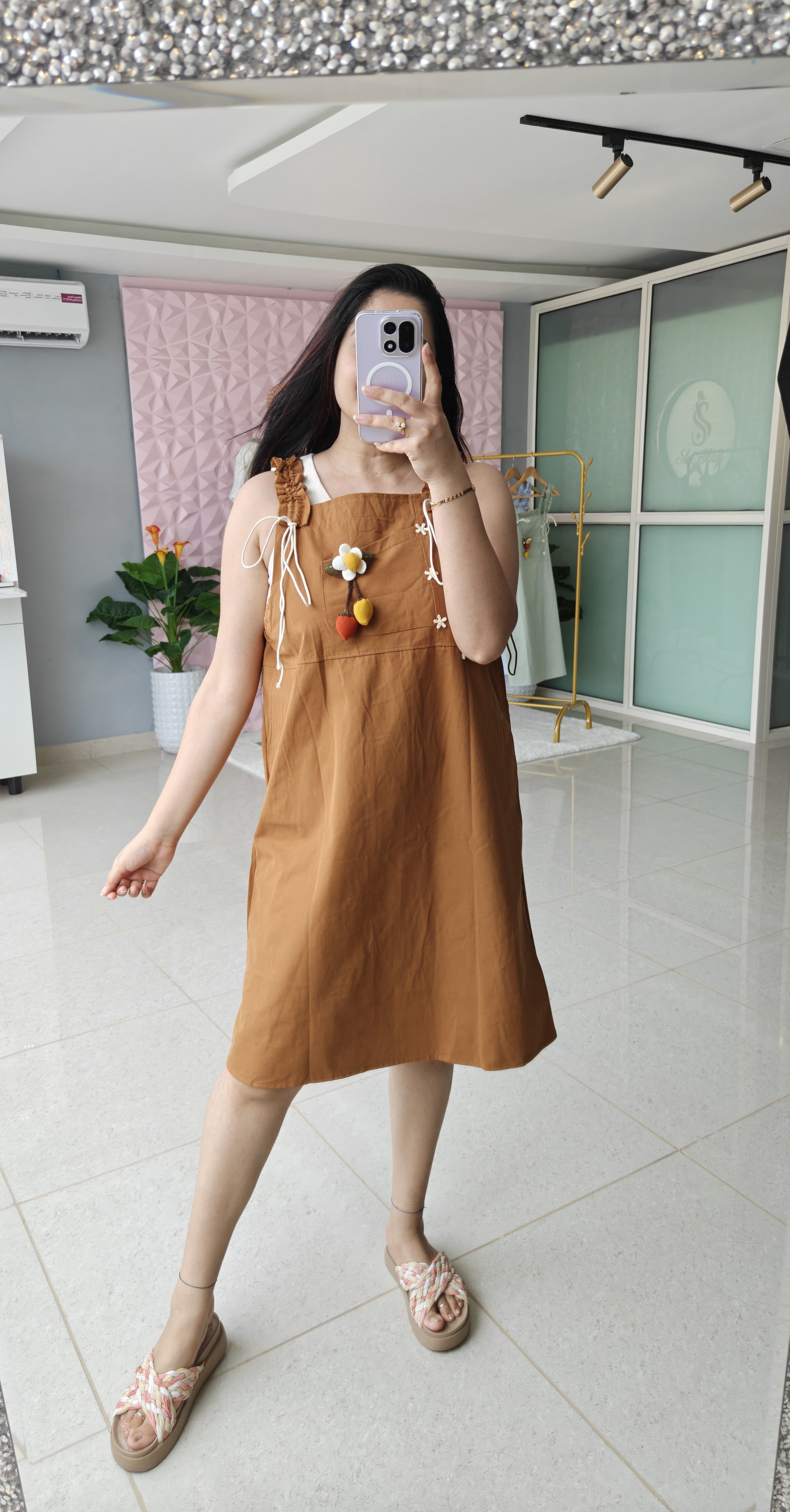 ‘CHERRY’ Charm Dungaree Dress [SS-11804-DNG-B]