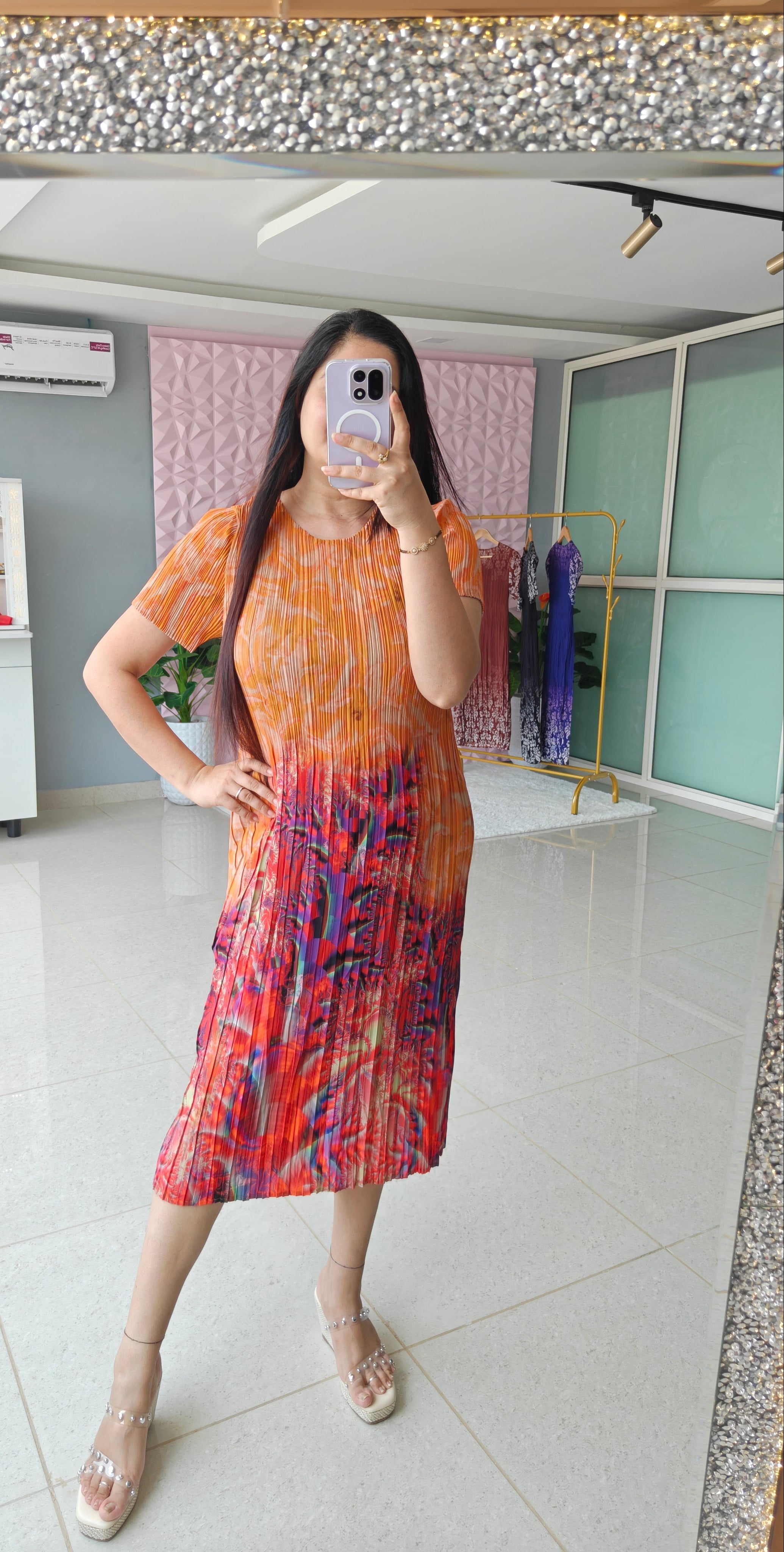 ‘SPLASH’ Printed Pleated Dress [SS-11719-DR]