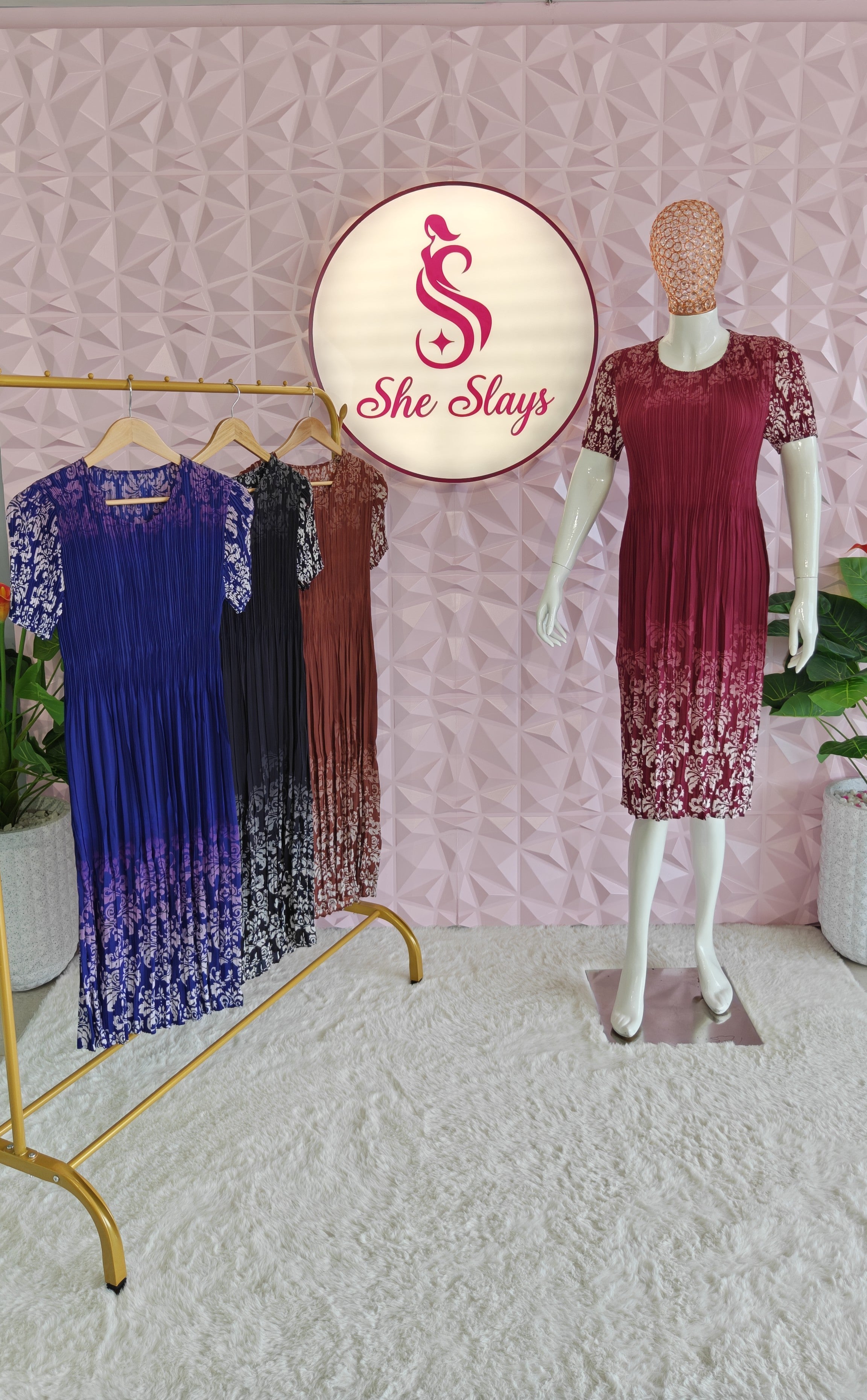 ‘OPERA’ Printed Pleated Dress [SS-11721-DR]