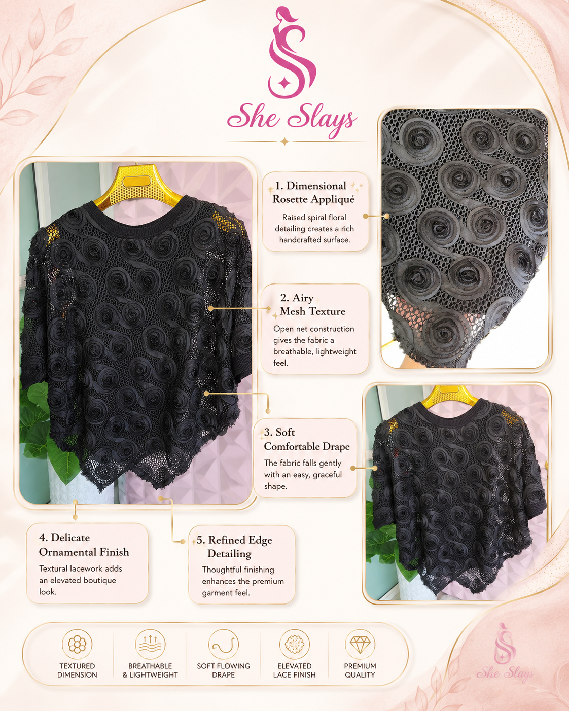‘ROSE’ Textured Top [SS-10206-TOP]