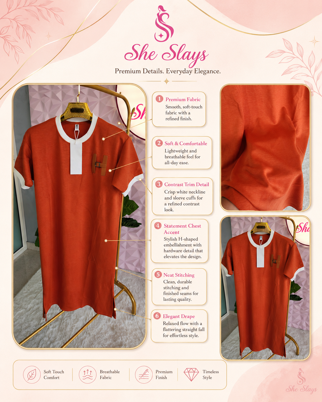 ‘ALINA’ Belted Midi Dress [ SS-11312-DRH ]