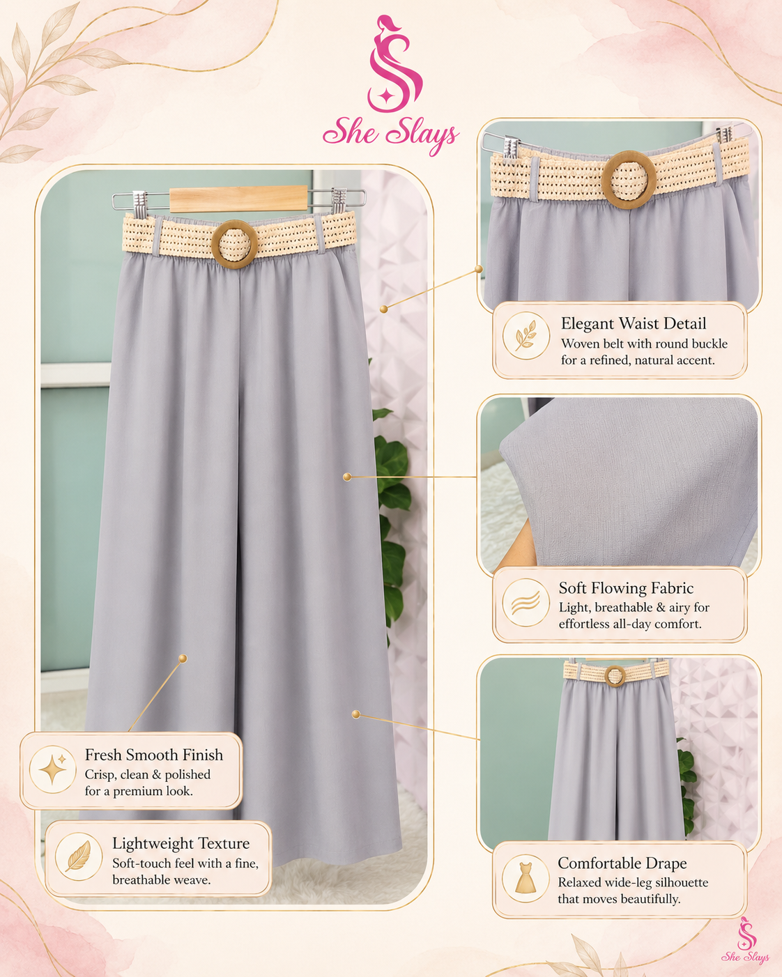 ‘FLOW’ Belted Casual Pants [SS-105012-PNT]