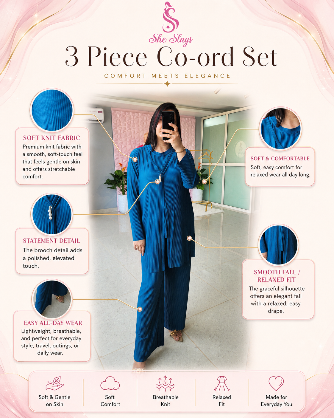 ‘Elite’ Premium 3-Piece Co-ord Set [ SS-11201-CRD3 ]