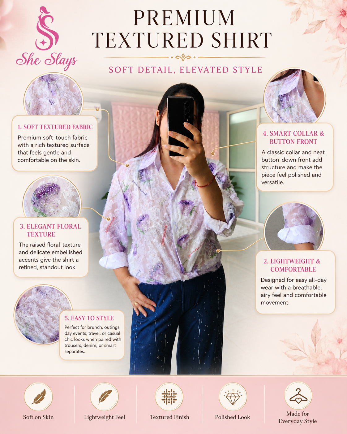 ‘BERRY’ Sequin Lace Shirt  [SS-107002-SH-S]