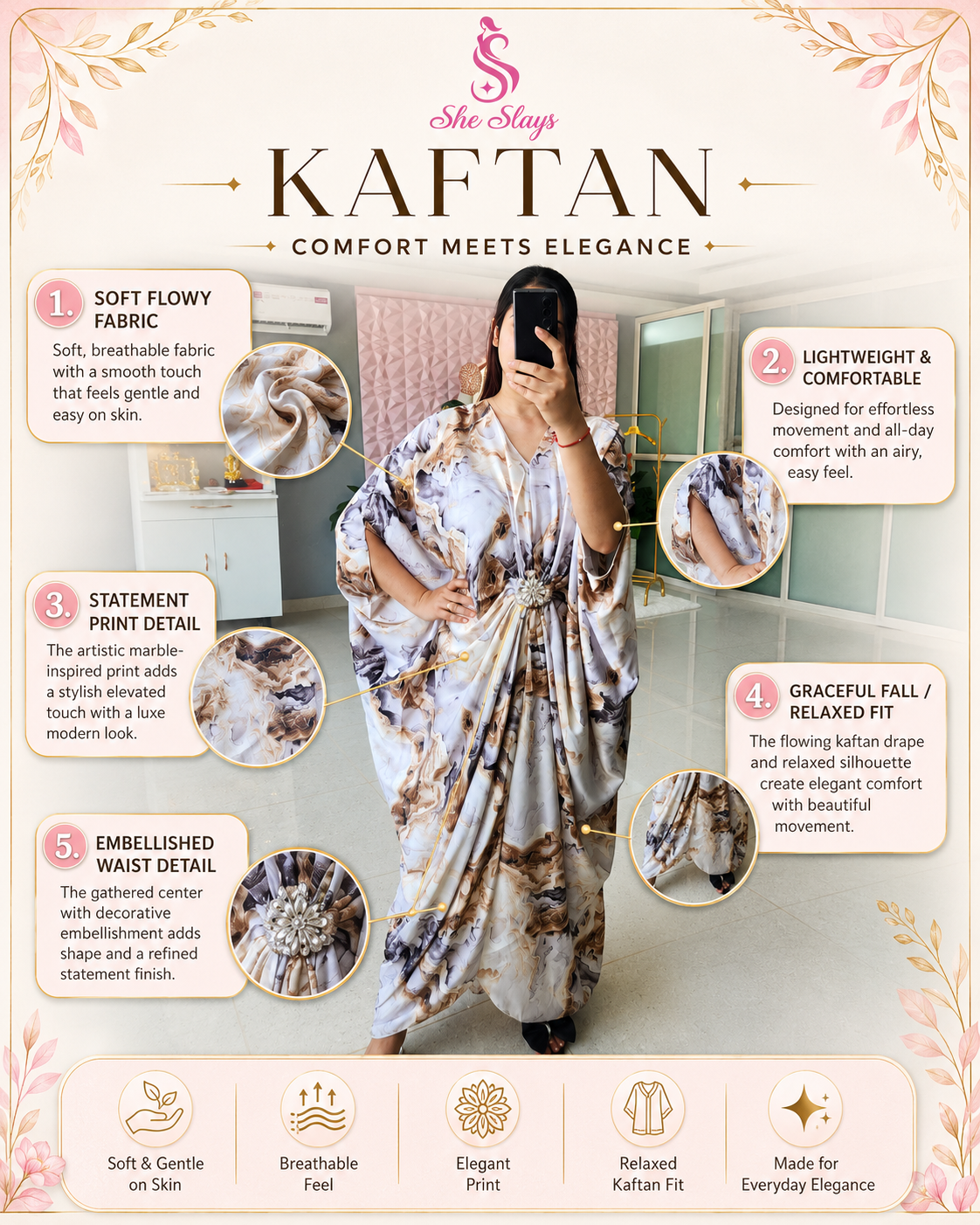 ‘MYSTIC’ Marble Print Kaftan [SS-10801-KFTN]