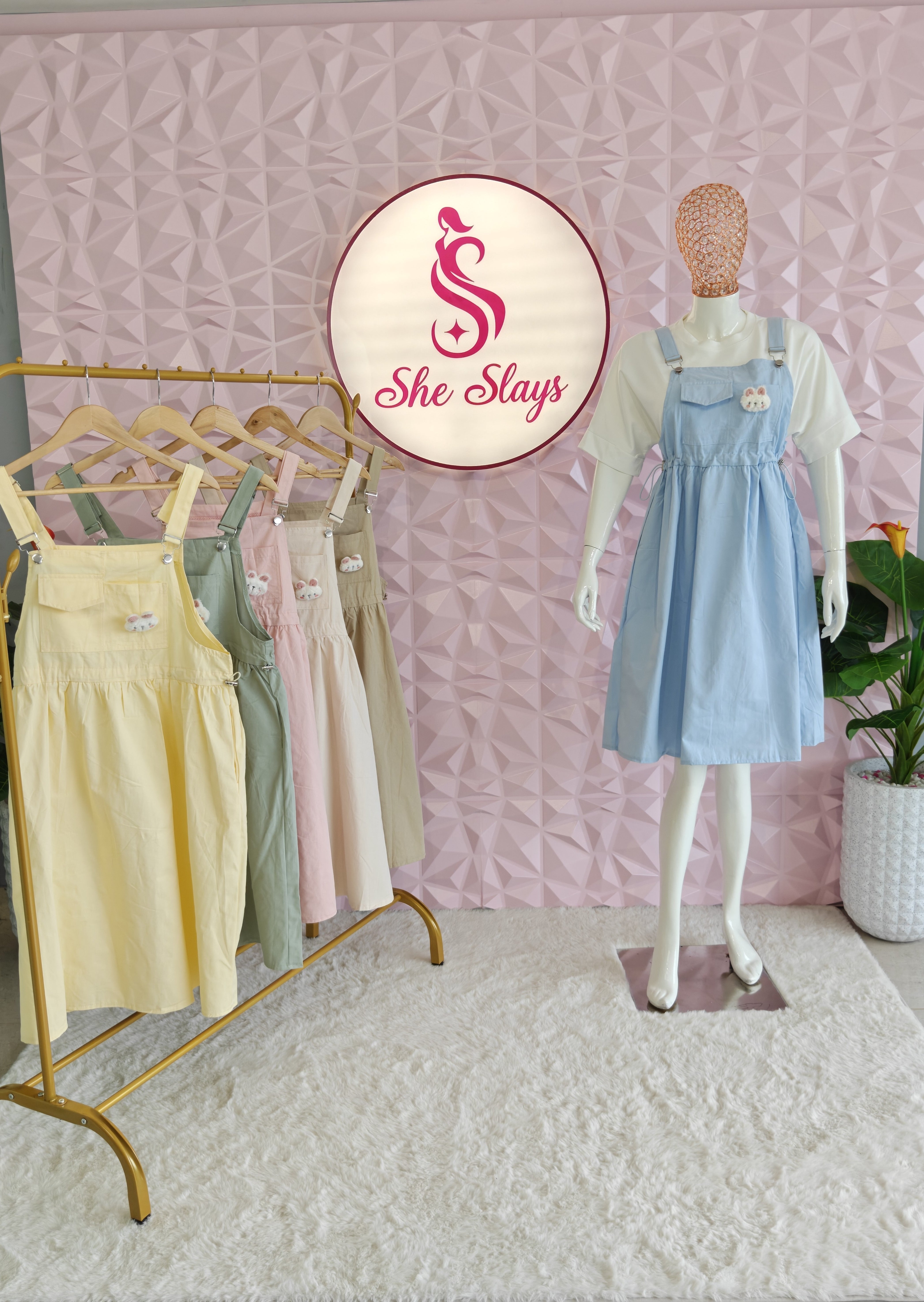 ‘BUNNY’ Pocket Dungaree Dress [SS-11803-DNGC]