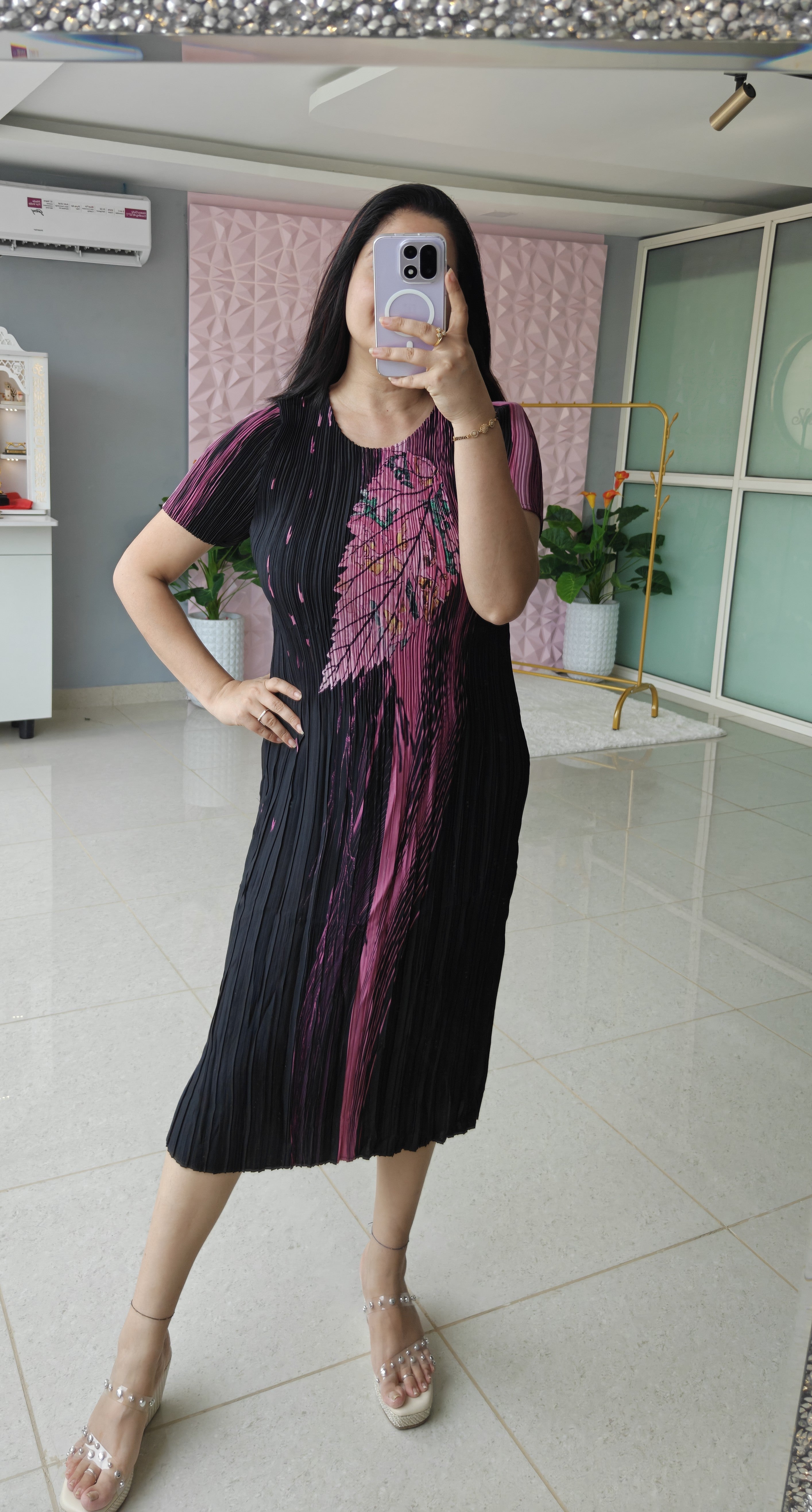 ‘FERN’ Printed Pleated Dress [SS-11717-DR]
