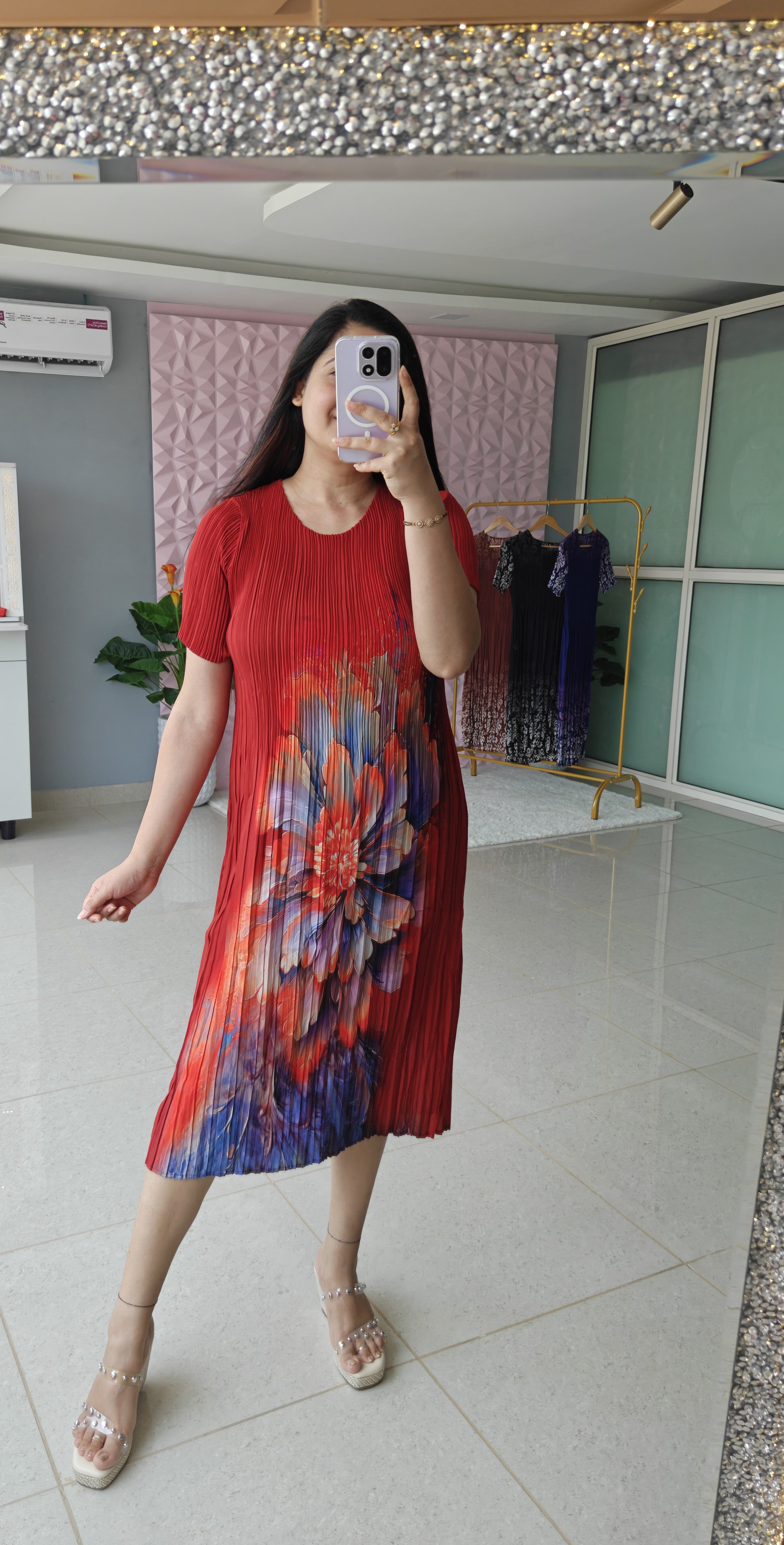 ‘POPPY’ Printed Pleated Dress [SS-11720-DR]