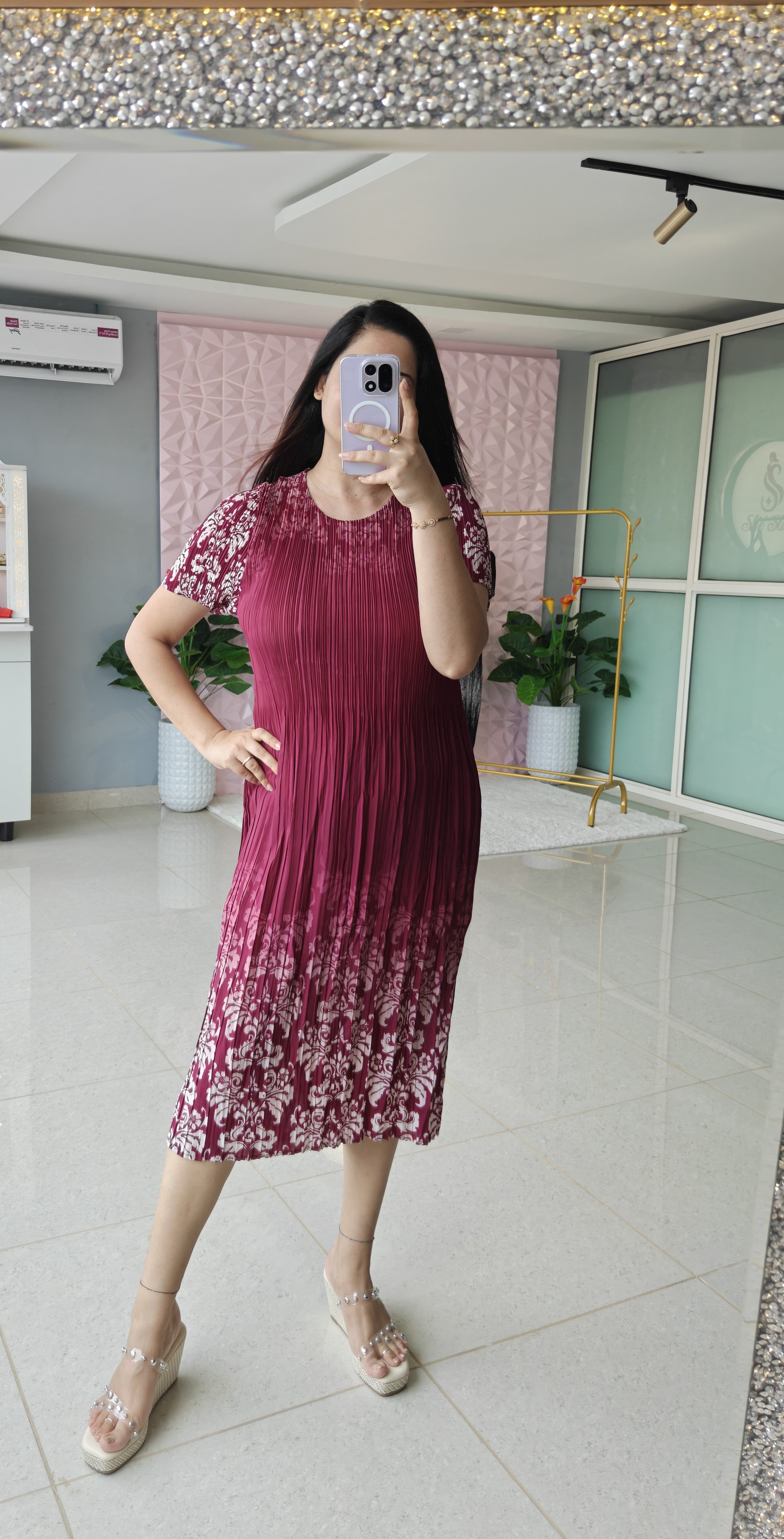 ‘OPERA’ Printed Pleated Dress [SS-11721-DR]