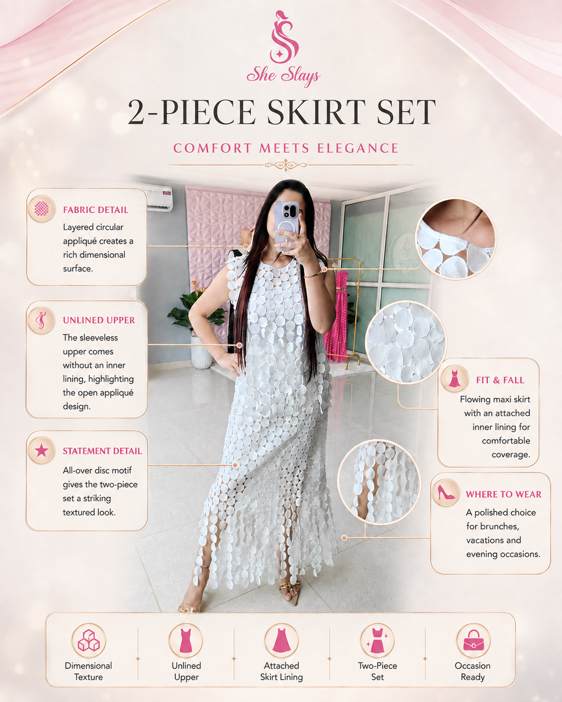 ‘FLAIR’ Frill Skirt Set [SS-13201-CRDS]