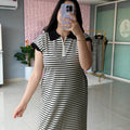 ‘LINEA’ Polo Stripe Midi Dress [SS-12501-DRST]
